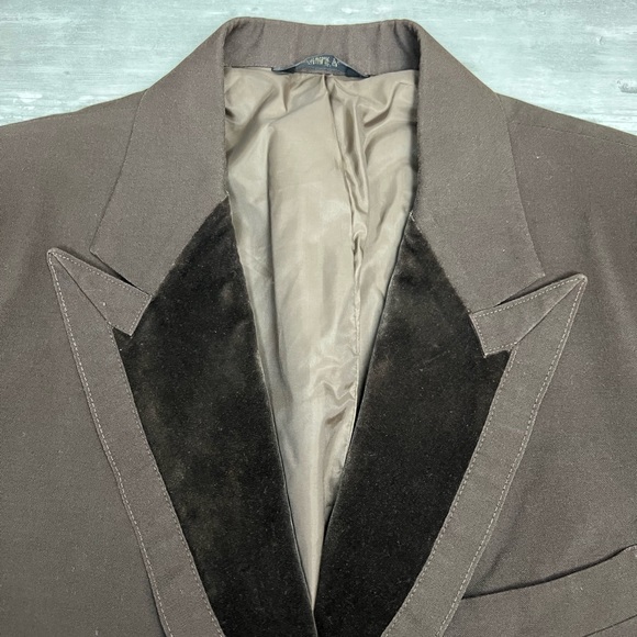 Vintage 1970’s Brown Velvet Tux Tuxedo Jacket 43R - Picture 2 of 5